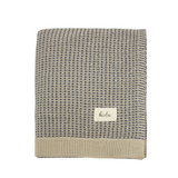 100% Organic Cotton Knitted Blue Baby Blanket and Bunny Set