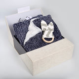 blue navy newborn blanket fuzzy cuddle cozy gift box baby shower infant new mom mother kidu unique best