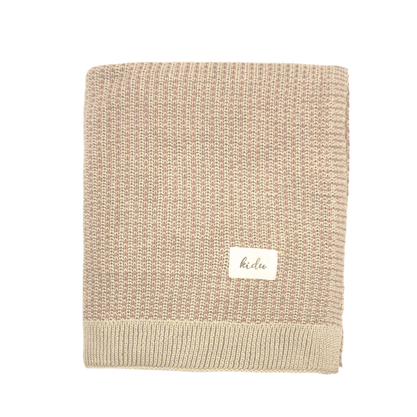 100% Organic Cotton Knitted Pink Baby Blanket and Bunny Set