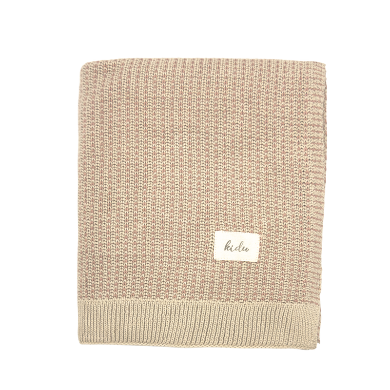 100% Organic Cotton Knitted Pink Baby Blanket and Bunny Set
