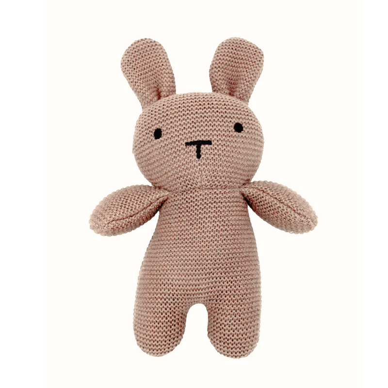 100% Organic Cotton Knitted Pink Baby Blanket and Bunny Set