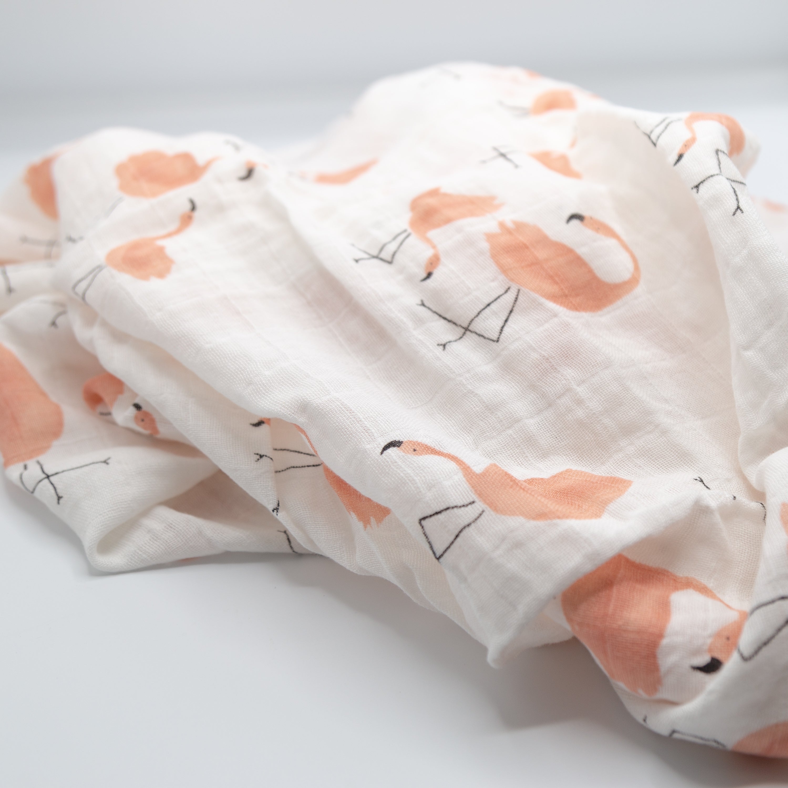 100% Cotton Muslin Swaddle - Flamingo